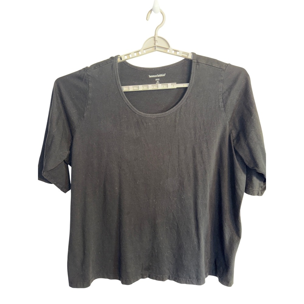Woman Within T-Shirt Basic Minimalist Casual Womens 3X Black